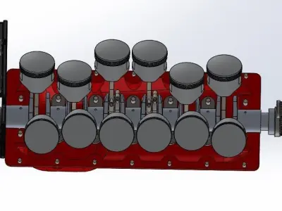 V12 Cylinder with other parts 3D print model