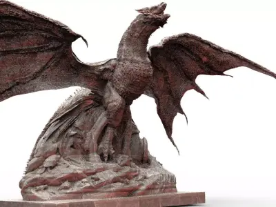 Dark Dragon Killgharrah  With abstract model stand 3D model