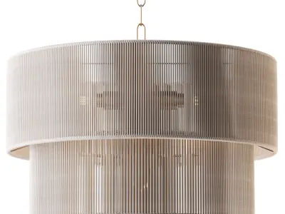 5-Lights Hand-Woven Rattan Pendant Light 3D model