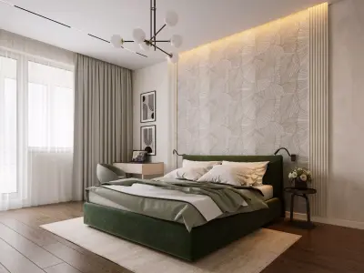Modern bedroom interior scene 3D model buy