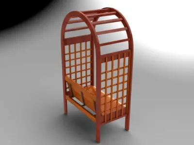 Arbor 1 wooden bench with arched design 3D model
