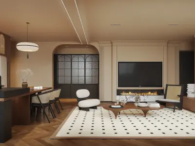 modern living room dining room interior scenes 17 3D model