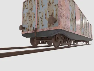 Train wagon complete texture and material Low-poly 3D model Low-poly 3D model