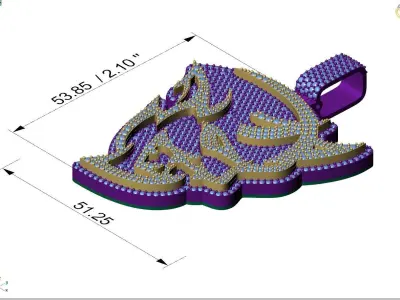 Custom SRT Dodge Hellcat Diamond Pendant - SRT Demon Face  3D print model