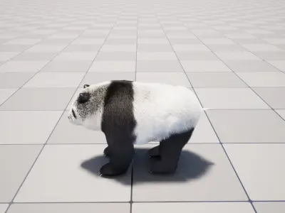 UE5 Giant Panda Rigged Fur Low-poly 3D model