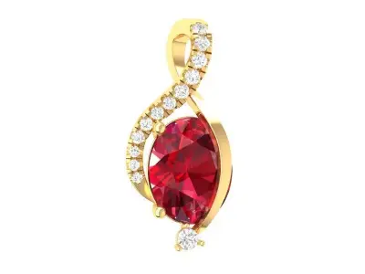 Elegant Teardrop Red Gemstone Pendant 3D Model 226 3D print model