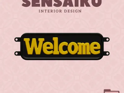 Welcome Door Sign 3D Print File for DIY Home Decor Sensaiku 3D print model