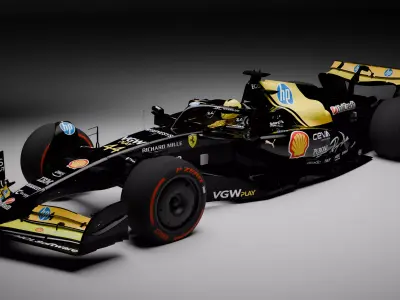 Formula 1 Ferrari S25  Fully Rigged Yellow Black Livery 3D model
