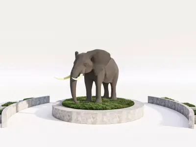 Elephant sculpture Landscape Centerpiece Low-poly 3D model