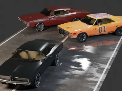Dodge Charger 1969 Low-poly 3D model