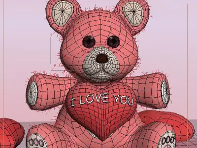 Valentine Teddy Bear Low-poly 3D model