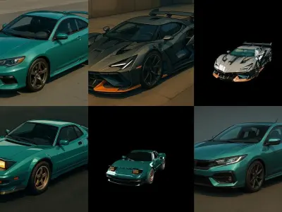 Sport Car bundle 11 pack 100 glb 3D model