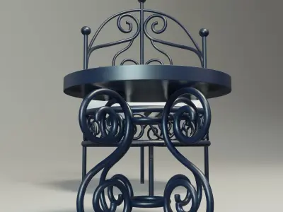 Moroccan wrought iron chairs and table 3D model