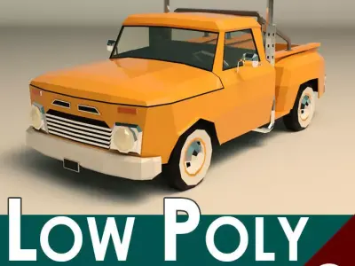 Low Poly Vintage Pickup 03 Low-poly 3D model