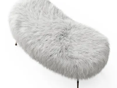 White Fauxfur Gio Ponti Stool 3D model