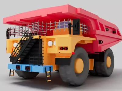Cartoon Construction Vehicle Pack - Rigged Machines Animation Low-poly 3D model