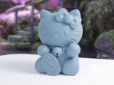 Adorable Hello Kitty Maneki Neko Bring Good Fortune 3D print model