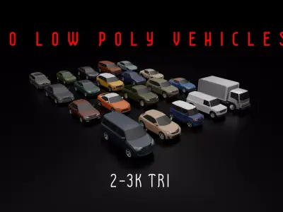 Low Poly Car Pack - 20 VEHICLES Low-poly 3D model