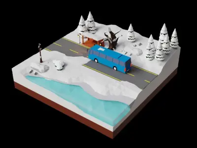 Winter Land H5 Low-poly 3D model