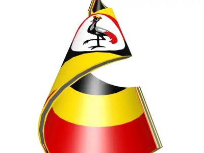 Uganda Flag on spiral helix structure 3D model