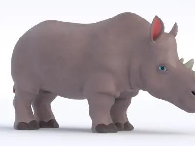 Cartoon Rhino Low-poly 3D model