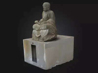 Seated Stone Monk Meditative Sculpture 3D model