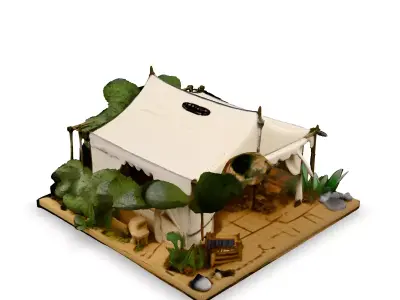 Luxury Safari Tent Diorama Low-poly 3D model