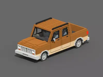 Voxel Long Pickup Low-poly 3D model