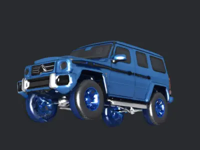 Compact Blue Car   Low Poly 3D Model   Automotive Design 3D model