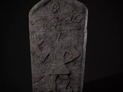 Carved Figure Gravestone Low-poly 3D model