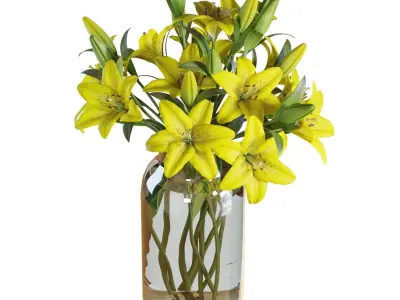 Flower Set 11 - Yellow Lilies Bouquet 3D model