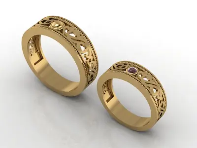 WEDDING BAND DIAMOND MODEL RINGS STL 3DM 3D print model