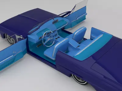 low rider blue impala open door 3D model