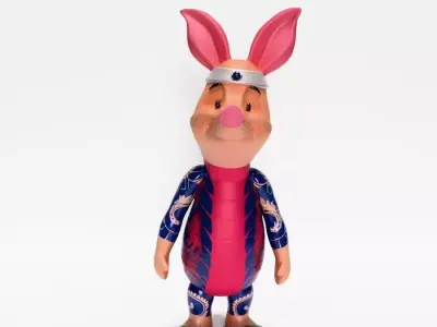 Piglet Japanese Tattoo Yakuza Pop Culture Traditional Art toy 3D print model