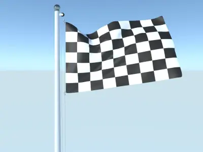 Animated Racing Flag Low-poly 3D model