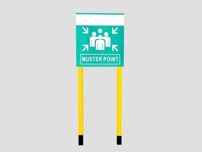 Muster point sign board Low-poly 3D model