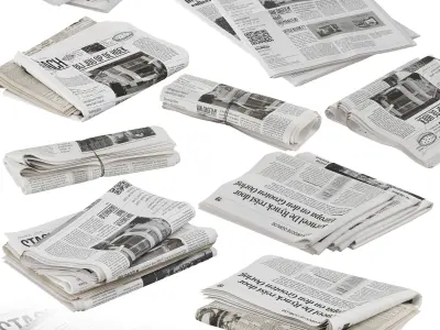 folded newspapers stack collection 3D model