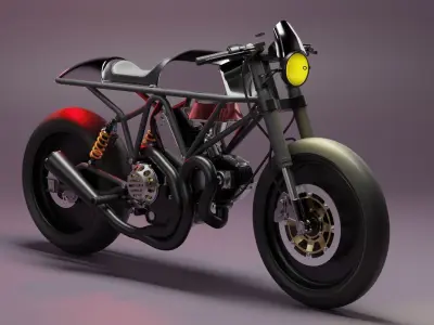 Custom Ducati Cafe Racer Low-poly 3D model