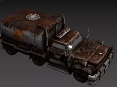 3D model of a rusty old truck Low-poly 3D model