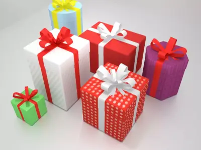 6 Gift Boxes with Wrap Textures 3D model