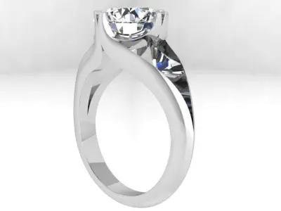 Round Diamond Solitaire Ring 4492 3D print model