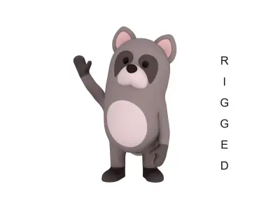 Rigged Cartoon Raccoon 3D model