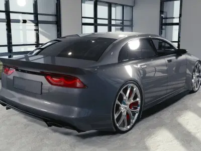 BLENDER EEVEE Brandless Small 4 door sedan Low-poly 3D model