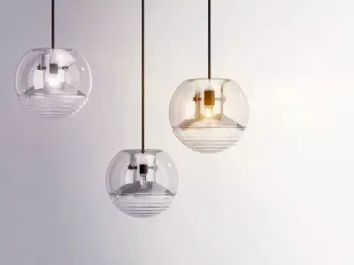 Flask four glass pendant lights 3D model