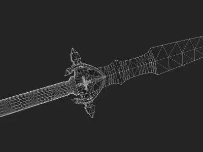 Paladins Sword - Gold - One Handed Sword Low-poly 3D model