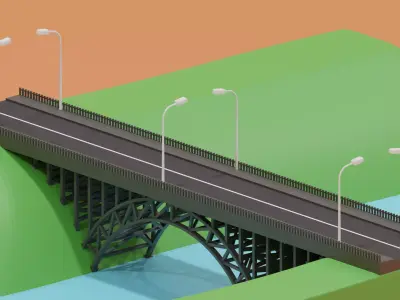 Cartoon Steel Bridge 3D model