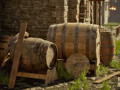 Modular Medieval Town Environment Low-poly 3D model