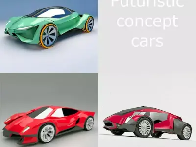 Lowpoly futuristic concept vehicles 3D Model Pack