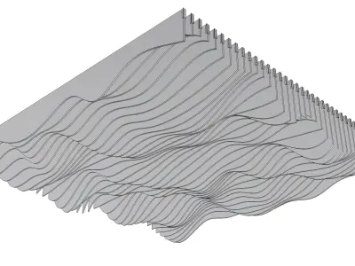 Parametric Ceiling Wave Contour Design with Hangers 3D model