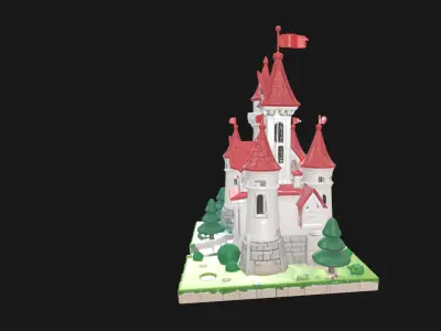 Low Poly Cake Castle Model for 3D Projects Low-poly 3D model